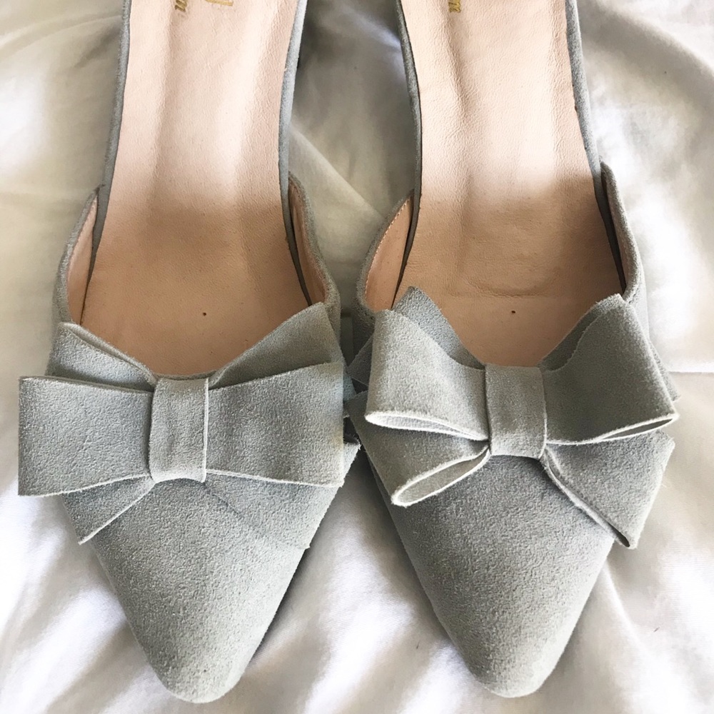 Adorable light Blue with Bows Heel Shoes